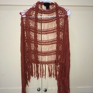 Orange fringe vest